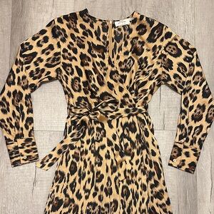 Kate asturiano x Stitch Fix Leopard Print Long Sleeve Dress with Slit
